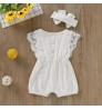 Summer Baby Girl Rompers Newborn Baby Clothes Toddler Flare Sleeve Solid Lace Design Romper Jumpsuit Baby With Headband