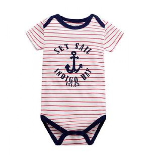 Newborn Baby Girls Boys Clothes 5 pcs set Short Sleeve Cotton Body Baby Jumpsuits Romper Customized Print Pattern