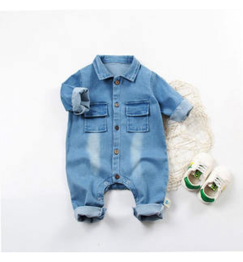 2021 Spring New Handsome 3 24 Months baby Denim clothes Romper Baby clothing girls boys giraffe short sleeve jumpsuit baby