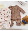 spring baby cartoon print bear jumpsuit infant bay boys girls long sleeve outwear