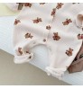 spring baby cartoon print bear jumpsuit infant bay boys girls long sleeve outwear