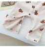 spring baby cartoon print bear jumpsuit infant bay boys girls long sleeve outwear