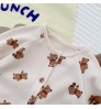 spring baby cartoon print bear jumpsuit infant bay boys girls long sleeve outwear