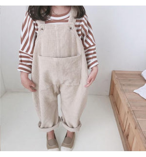 Y107051 Corduroy suspender kids winter rompers 100% cotton baby suspenders RTS kids overalls one-piece long suspender trousers