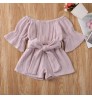 MIOZING Infant Baby Girls Rompers Overalls 7 Colors Flare Sleeve Solid Jumpsuits Clothes