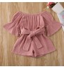 MIOZING Infant Baby Girls Rompers Overalls 7 Colors Flare Sleeve Solid Jumpsuits Clothes