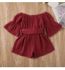 MIOZING Infant Baby Girls Rompers Overalls 7 Colors Flare Sleeve Solid Jumpsuits Clothes