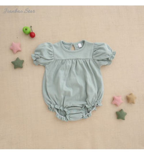 Factory Direct Sales Romper Ropa Cheap Playsuit 100% Cotton Baby Clothes Short Sleeve Bubble Playsuit