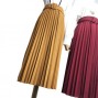 Wholesale 16 Colors Fashion Saias Faldas With Belt Skirt Ladies High Waist Casual Plain Long Midi Pleated Skirts Womens