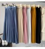 Wholesale 16 Colors Fashion Saias Faldas With Belt Skirt Ladies High Waist Casual Plain Long Midi Pleated Skirts Womens