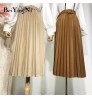 Wholesale 16 Colors Fashion Saias Faldas With Belt Skirt Ladies High Waist Casual Plain Long Midi Pleated Skirts Womens