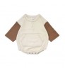 Baby color block kangaroo pocket bubble romper french terry long sleeve playsuit