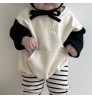 Baby color block kangaroo pocket bubble romper french terry long sleeve playsuit