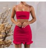 Solid Color Short Skirt With Ruffled 2 Piece Set Women Clothing Party Evening Club Girl Ladies Sleeveless Dresses