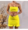 Solid Color Short Skirt With Ruffled 2 Piece Set Women Clothing Party Evening Club Girl Ladies Sleeveless Dresses