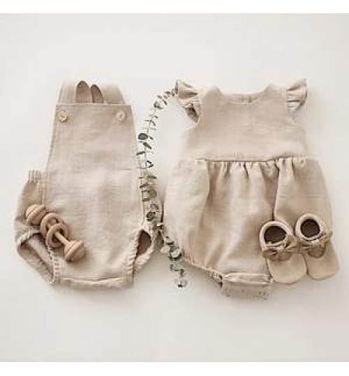 200743 Toddler Bodysuit Infant Linen Sleeveless baby romper Bubble Playsuit