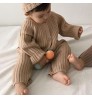 Toddler Boy And Girls Edge Roll Up Pocket Overall Button Playsuit Romper Winter Unisex Baby Thicker Ribbed Jumpsuit