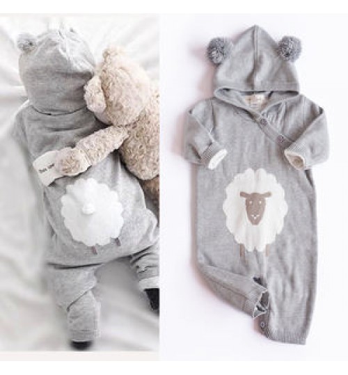 Autumn Winter Lovely Newborn Infant Clothes Cute Bear Ear Romper Jumpsuit Playsuit Baby Rompers Sleepwear