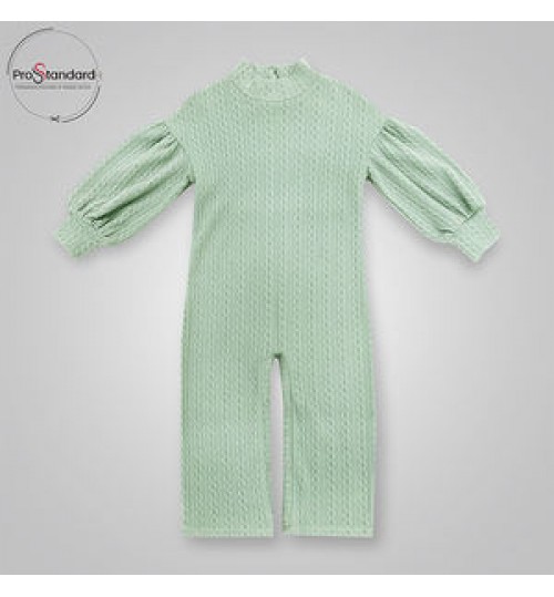 Infant Baby Toddler Cable Knit Lace Romper Long Puff Sleeve Playsuit