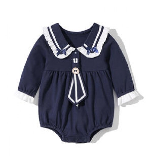 Personalized Toddler Infant 0-9 Months Baby Boys Girls Romper Sailor Style Playsuit Clothes with Button Front Detail