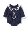 Personalized Toddler Infant 0-9 Months Baby Boys Girls Romper Sailor Style Playsuit Clothes with Button Front Detail