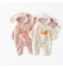 Baby kids Girls Roupas thick warm Velvet Winter Boys Rompers Rabbit Ear Hooded Infants Playsuit Carrot Overalls Jumpsuits