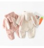 Baby kids Girls Roupas thick warm Velvet Winter Boys Rompers Rabbit Ear Hooded Infants Playsuit Carrot Overalls Jumpsuits