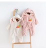 Baby kids Girls Roupas thick warm Velvet Winter Boys Rompers Rabbit Ear Hooded Infants Playsuit Carrot Overalls Jumpsuits