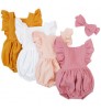 Newborn Organic Cotton Butterfly Short Sleeve New Multiple Colour Cute Casual Loose Baby Rompers With Bow Bandana