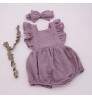 Newborn Organic Cotton Butterfly Short Sleeve New Multiple Colour Cute Casual Loose Baby Rompers With Bow Bandana