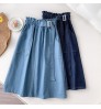 Custom China Factory Wholesale Casual Elastic High Waist Midi Long Denim Skirts for Women Girls