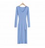 Hot sell Sweater Women Clothing Solid Color Autumn long-sleeved dress mid-length skirt