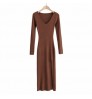 Hot sell Sweater Women Clothing Solid Color Autumn long-sleeved dress mid-length skirt