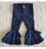 Fashion Baby Girls Casual Jeans Trousers Baby Toddler Denim Pants Kids Children Kids Bell-Bottoms Pants Wide Leg Ruffle Denims