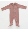 High Quality Grey Ribbed Footed One-piece Zipper 100% Organic Cotton Playsuit