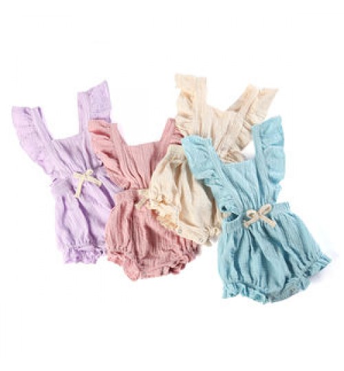 Wholesale newborn romper in stock 100% muslin cotton legless clothes baby girls playsuit