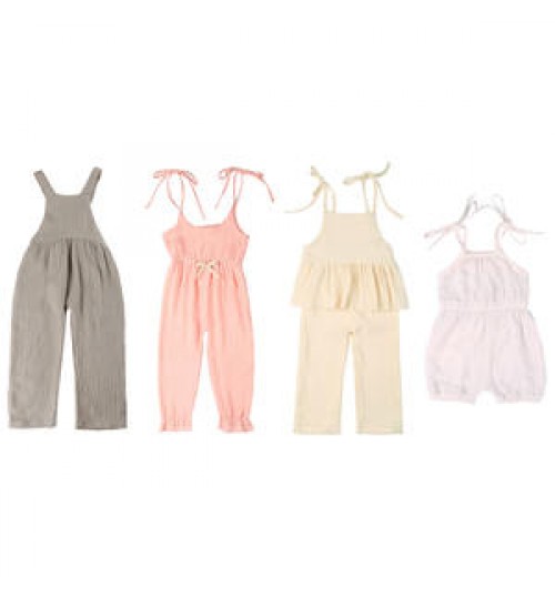 high quality summer Baby Clothes sets Boys Girls muslin Rompers drawstring toddlers kids Jumpsuit