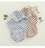 2022 Fashion Toddler Baby Boy Checkerboard Hoodie Romper Short Sleeve Plaid Checkered Hoodie Boys Sweatshirt Romper With Pocket