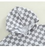 2022 Fashion Toddler Baby Boy Checkerboard Hoodie Romper Short Sleeve Plaid Checkered Hoodie Boys Sweatshirt Romper With Pocket