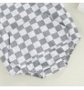 2022 Fashion Toddler Baby Boy Checkerboard Hoodie Romper Short Sleeve Plaid Checkered Hoodie Boys Sweatshirt Romper With Pocket