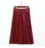 Autumn Winter Women Midi-Calf PU Leather Elastic Waist Pleated Skirts Office Ladies High Waist A-Line Harajuku Midi Skirts