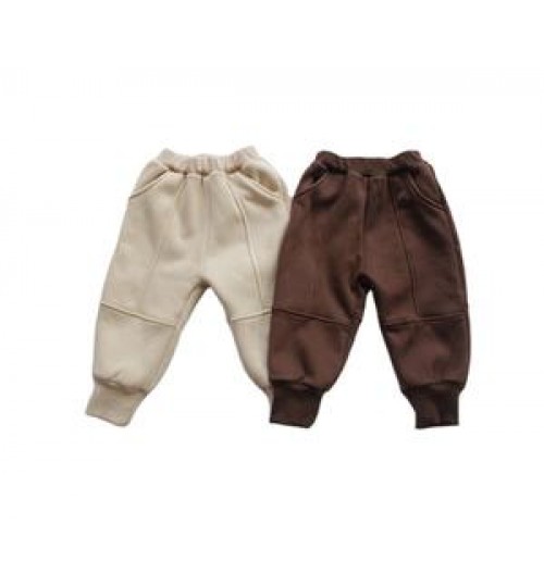 Warm children fleece pants children winter trousers baby boy's and girls' solid color pant