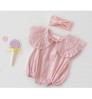 Organic Cotton Soft Baby Girl Clothes Summer New Ruffle Romper Jumpsuit Pink Baby Playsuit