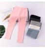 Custom private label trousers 100% cotton kids plain basic long pants baby girl leggings