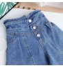 Custom Fashion Cotton Wide Leg Toddler Teen Child Clothes 2-14Y Denim Trousers High Waist Button Baby girls jeans pants