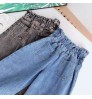 Custom Fashion Cotton Wide Leg Toddler Teen Child Clothes 2-14Y Denim Trousers High Waist Button Baby girls jeans pants