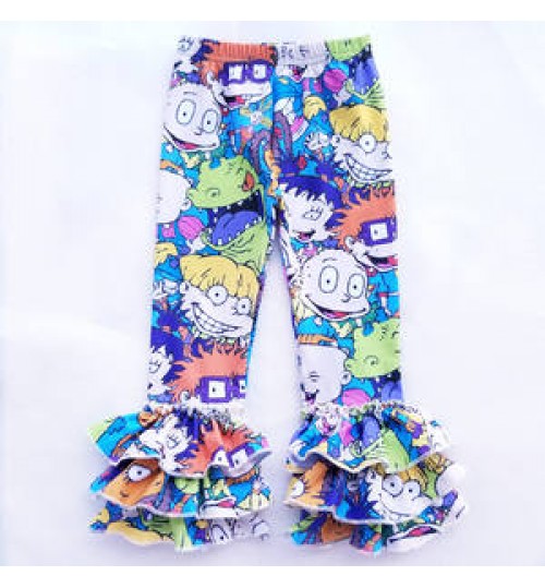 Baby Leggings Wholesale Printed Icing Baby Girls Cotton Ruffle Kids Boutique Leggings Pants