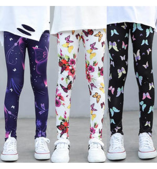 High Quality Kids Legging Breathable Soft Flower Butterfly Print Classic Baby Girl Leggings