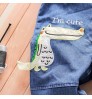 Baby Toddler Adjustable Blue Washed Slim Jeans Overalls With Cute Cartoon Crocodile Printing Suspender Trousers