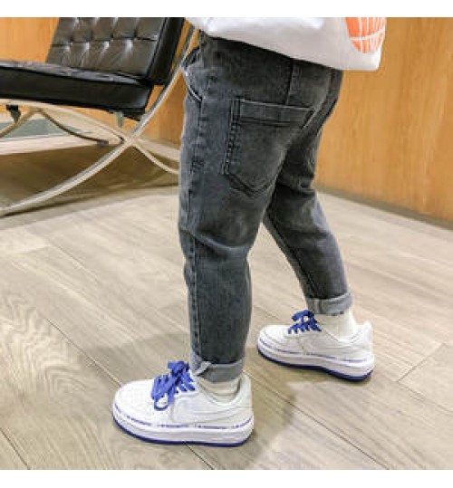 2022 Kids Boy Jeans Spring Autumn Solid Color Elastic Trousers Baby Boy Pencil Jeans For 3-8Y Children Clothing